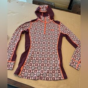 Kari Traa Rose Hoodie -100% Merino Wool- Size XL color-  Brown/Pink